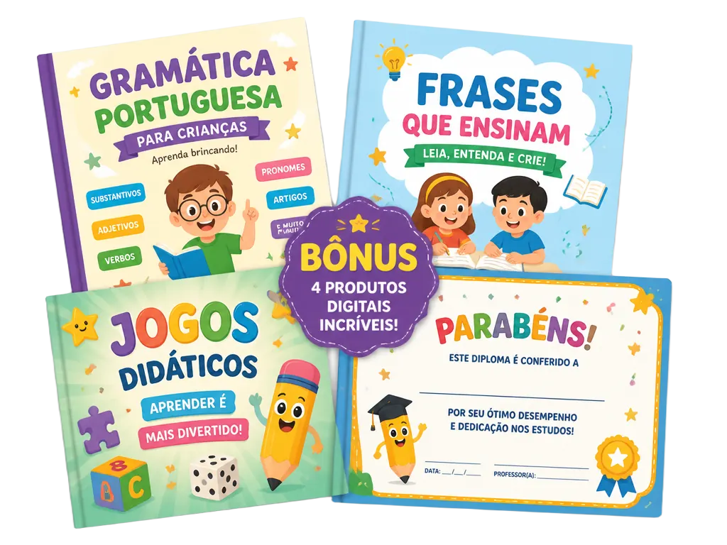 Bônus: apostila de português, frases e textos, jogos didáticos e certificado